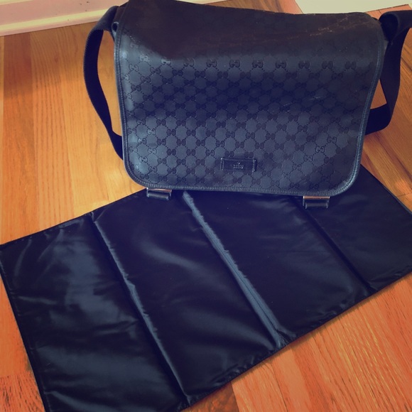 Gucci Handbags - Gucci Imprime Monogram Messenger Diaper Bag-Black